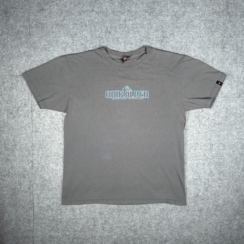 Vintage Quiksilver T-Shirt Mens Medium Grey Y2K Surf Tee Skate Graphic